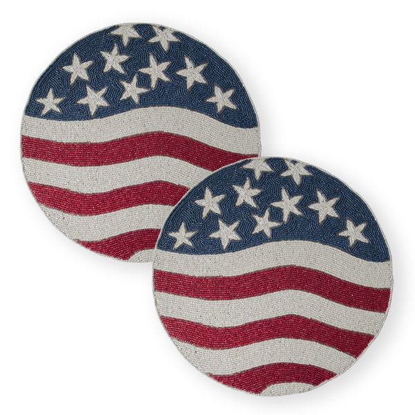 Decozen USA Flag Design Red White Blue Patriotic Beaded Placemats Wayfair